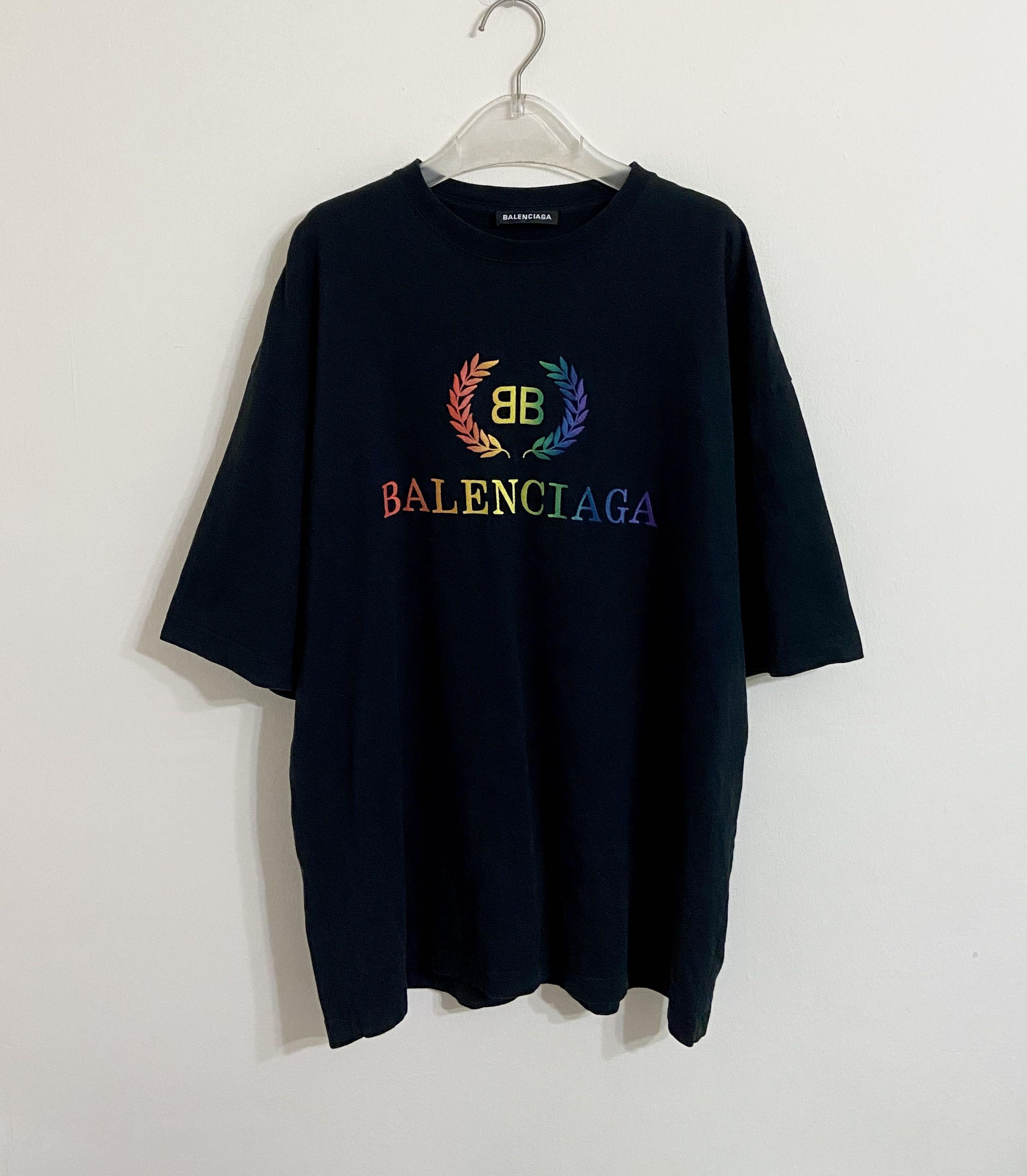 Balenciaga Rainbow Tee Men s Fashion Tops Sets Tshirts Polo