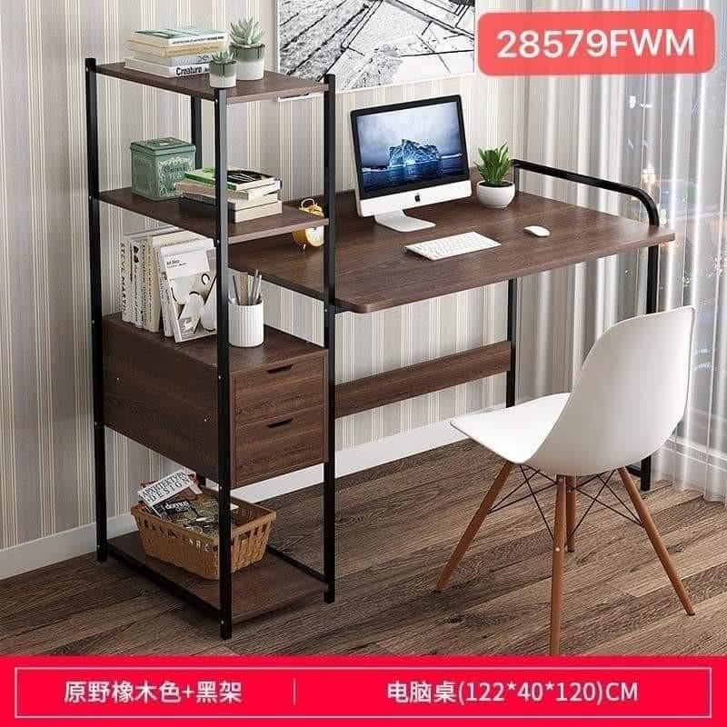 Big size computer desk table with shelf and drawers , Office desk table