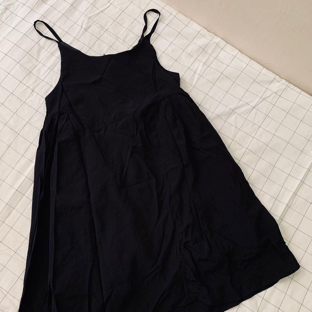 BLACK SPAG BABYDOLL DRESS, Women's 