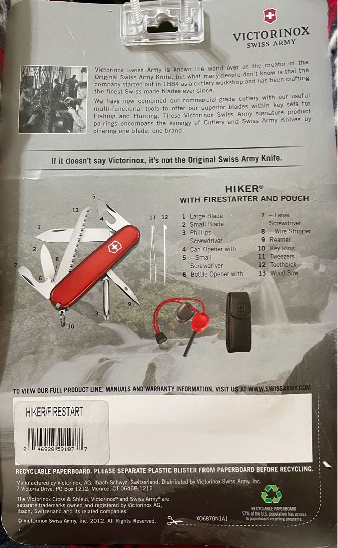 BNIB Victorinox Swiss Army Hiker knife set with fire starter and