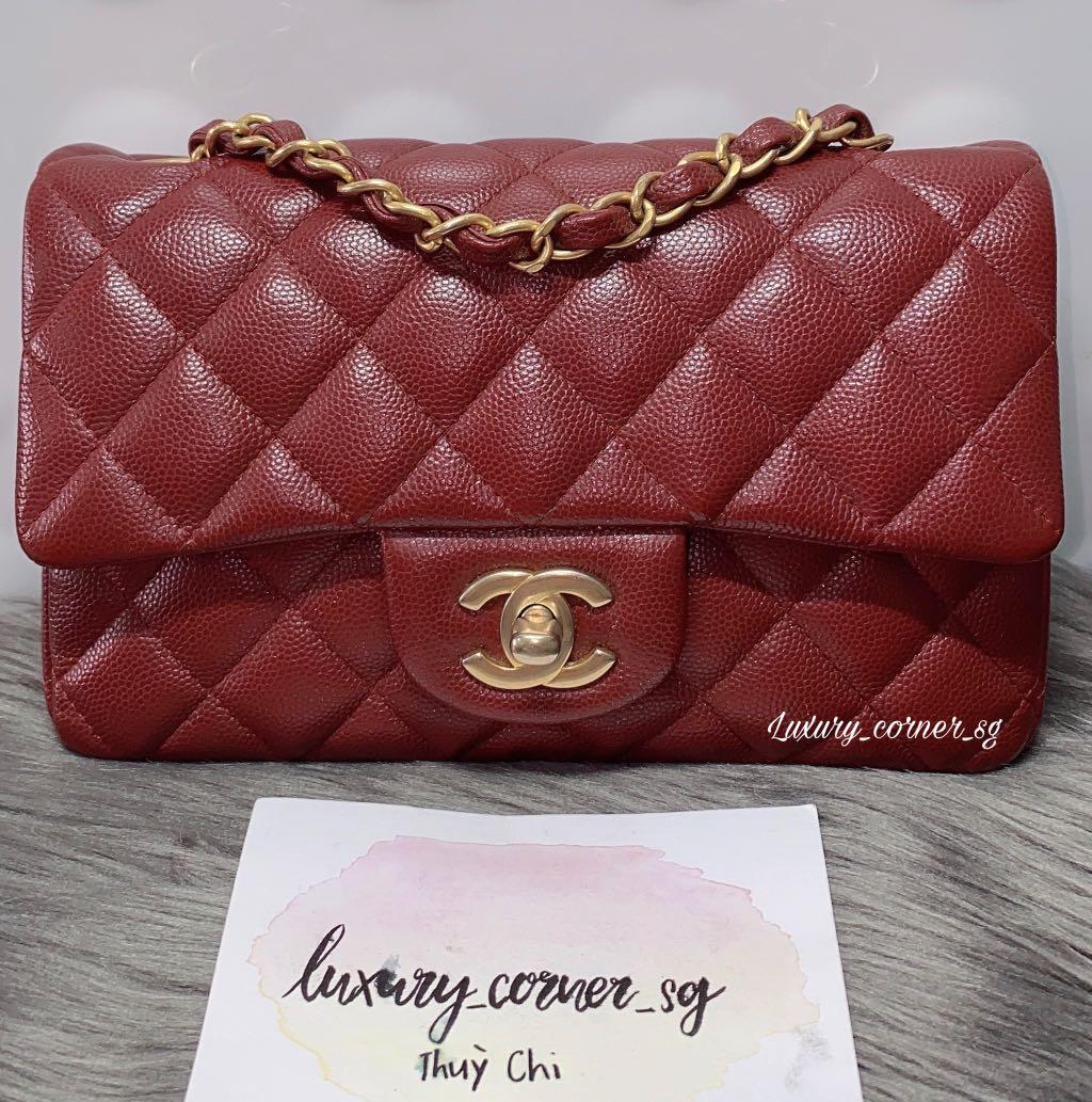 Chanel Mini Rectangular Red Caviar, Luxury, Bags & Wallets on Carousell