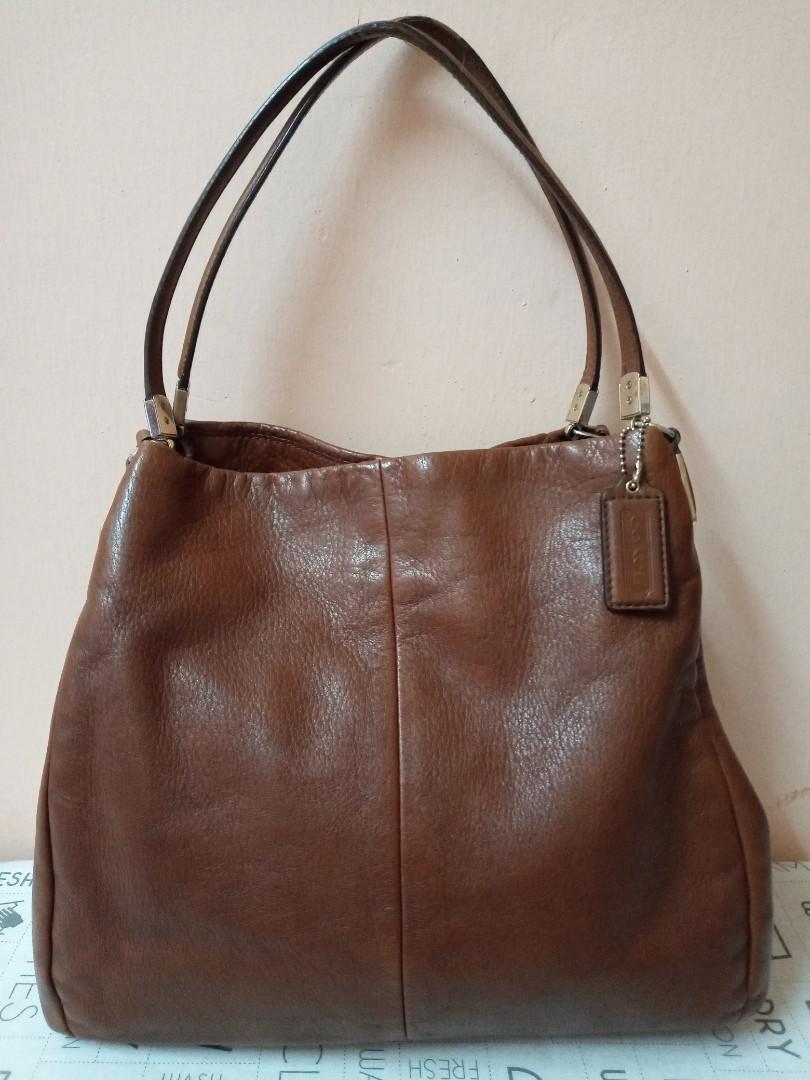 Coach Madison Phoebe Brown Pebbled Leather Women s Fashion Bags
