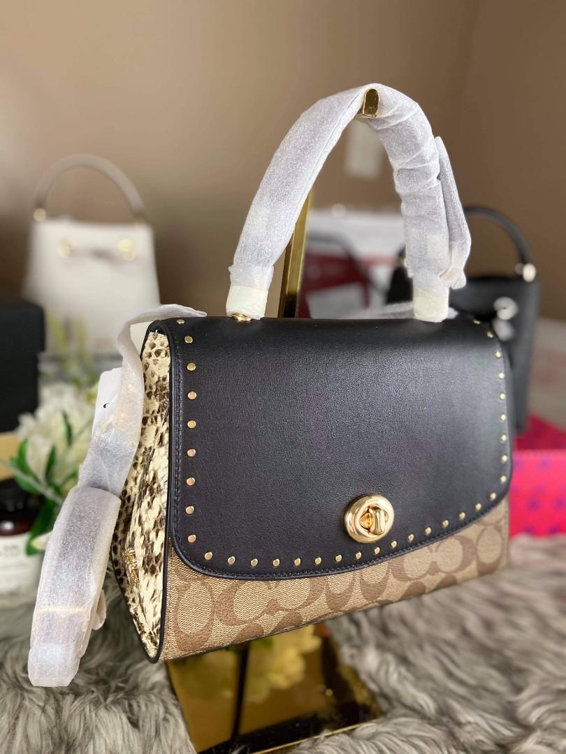 Coach parker top handle in signature canvas with online rivets