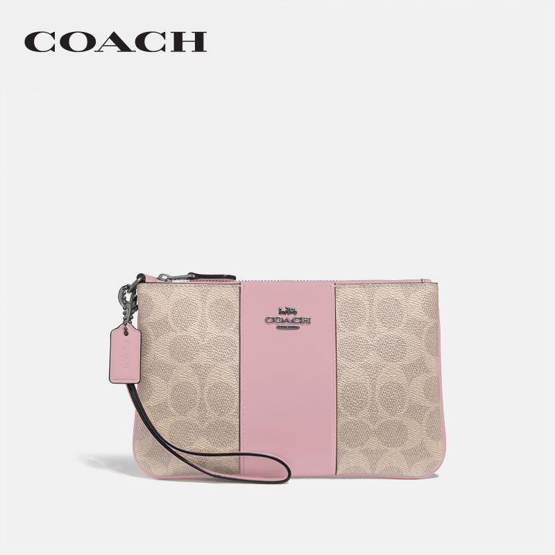 Small wristlet in colorblock signature canvas top