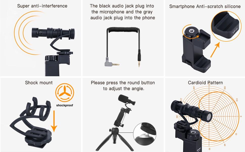 Comica Smartphone Vlogging Kit - Shotgun Mic, Tripod & Holder For IPhone & Android
