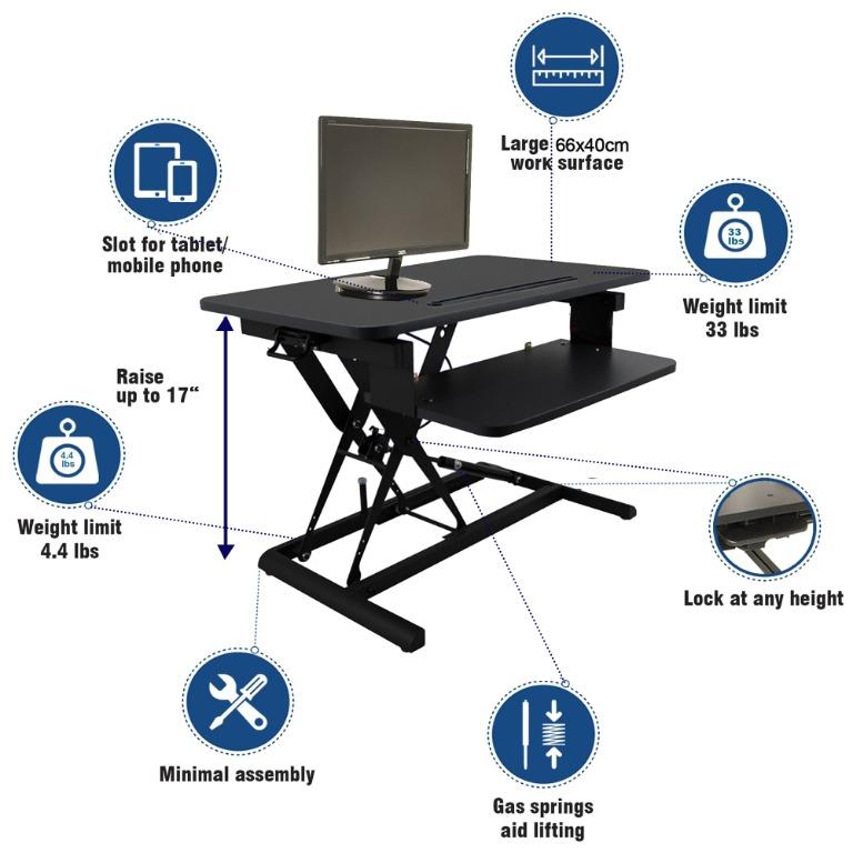 AS IS (A49): Ergonomic Height Adjustable Desk Laptop / Computer Riser ...