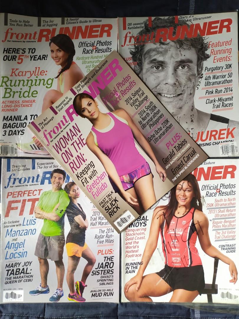 Front Runner Magazine (Category: Magazines) located in Mandaluyong City. Submitted by rarmartinez (Listing ID 1063582074, Image 1). Description: Front Runner Old Magazine covers Scott Jurek, Karylle, Gretchen Fullido, Kim Kilgroe, Luis Manzano & Angel Locsin Original Price of Magazine P150 each..