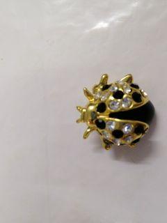 Gold white diamond ladybird Tudung Pin