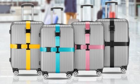 Gonex Luggage Strap Travel Set, Adjustable Suitcase Belt, ID Holder (Black/Yellow/Pink/Blue)