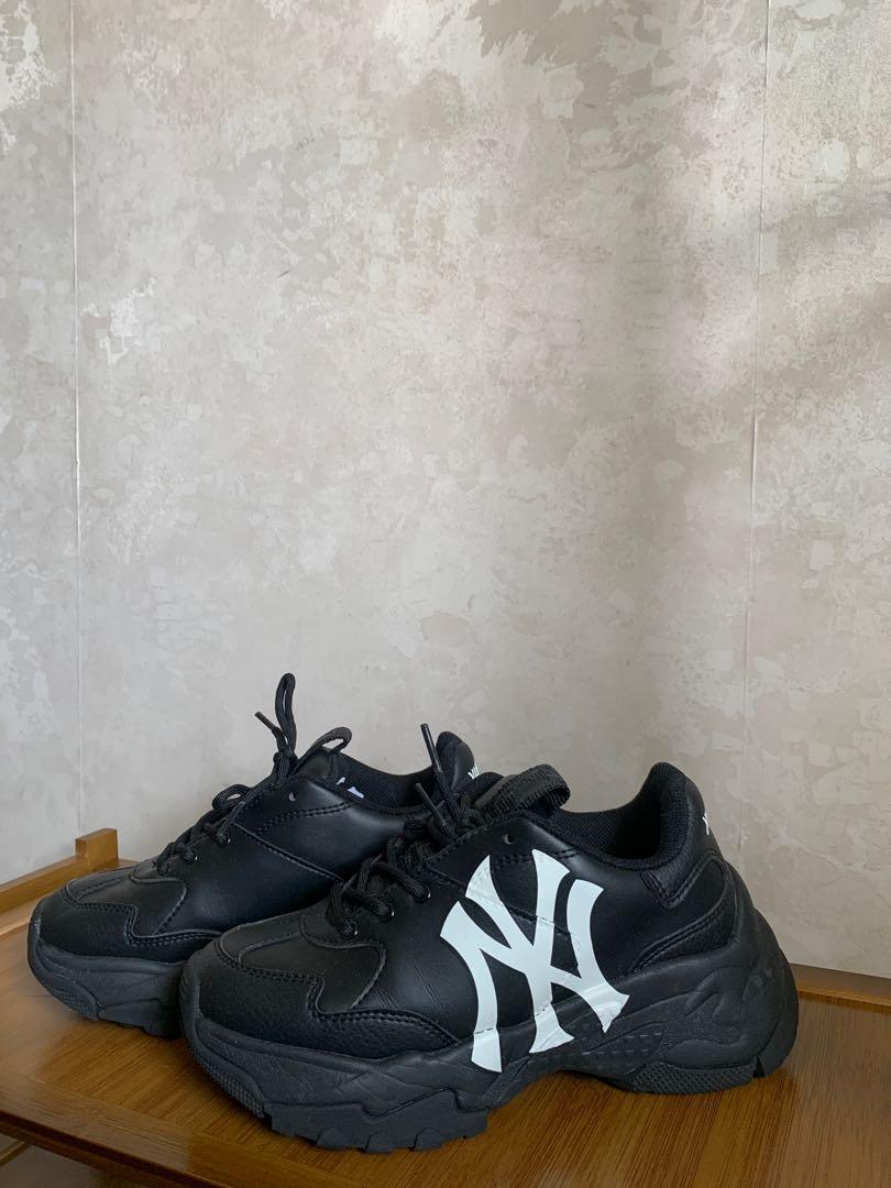Mlb Ny增高波鞋全黑all Black Sneakers 女裝 鞋 波鞋 Carousell