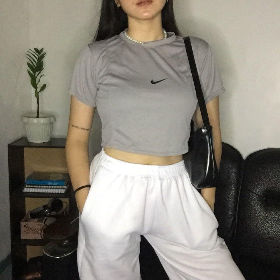 Gray nike crop top store