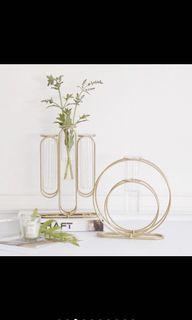 Nordic Gold Frames with Glass Vases