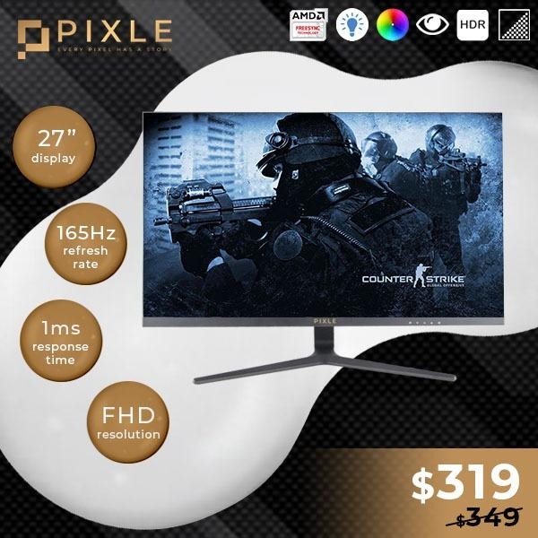 PIXLE 27" FHD 165Hz 1ms Flat IPS Gaming Monitor, Electronics, Computer