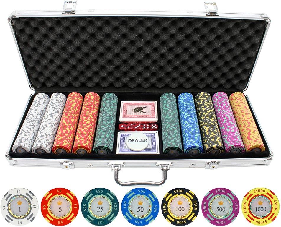 New 500 Tournament Pro 11.5g Clay Poker Chips Set w/ Aluminum Case Pick Chips! 