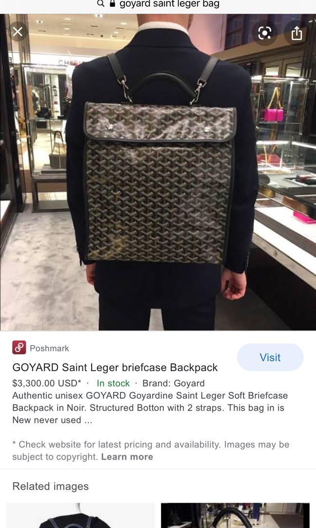 Goyard Black Tan Canvas Goyardine Saint-Leger Briefcase Backpack