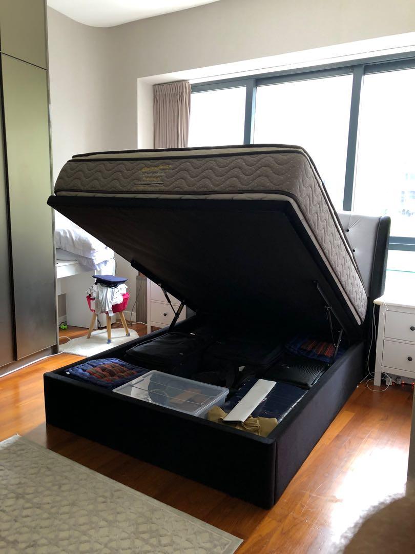 Queen bed base with storage, Furniture & Home Living, Furniture, Bed