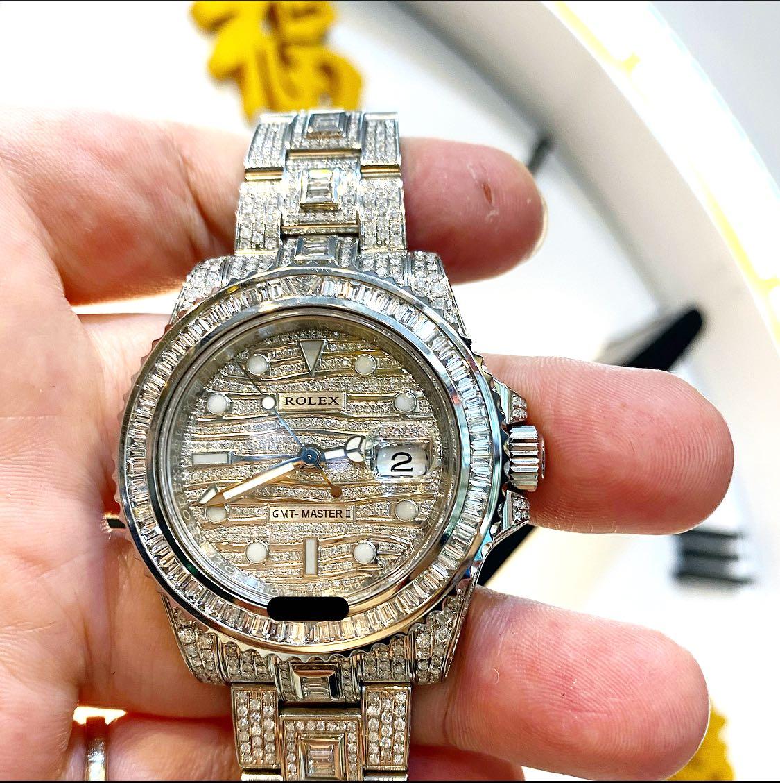 Rolex 116710ln Gmt2 custom ice diamond, Luxury, Watches on Carousell