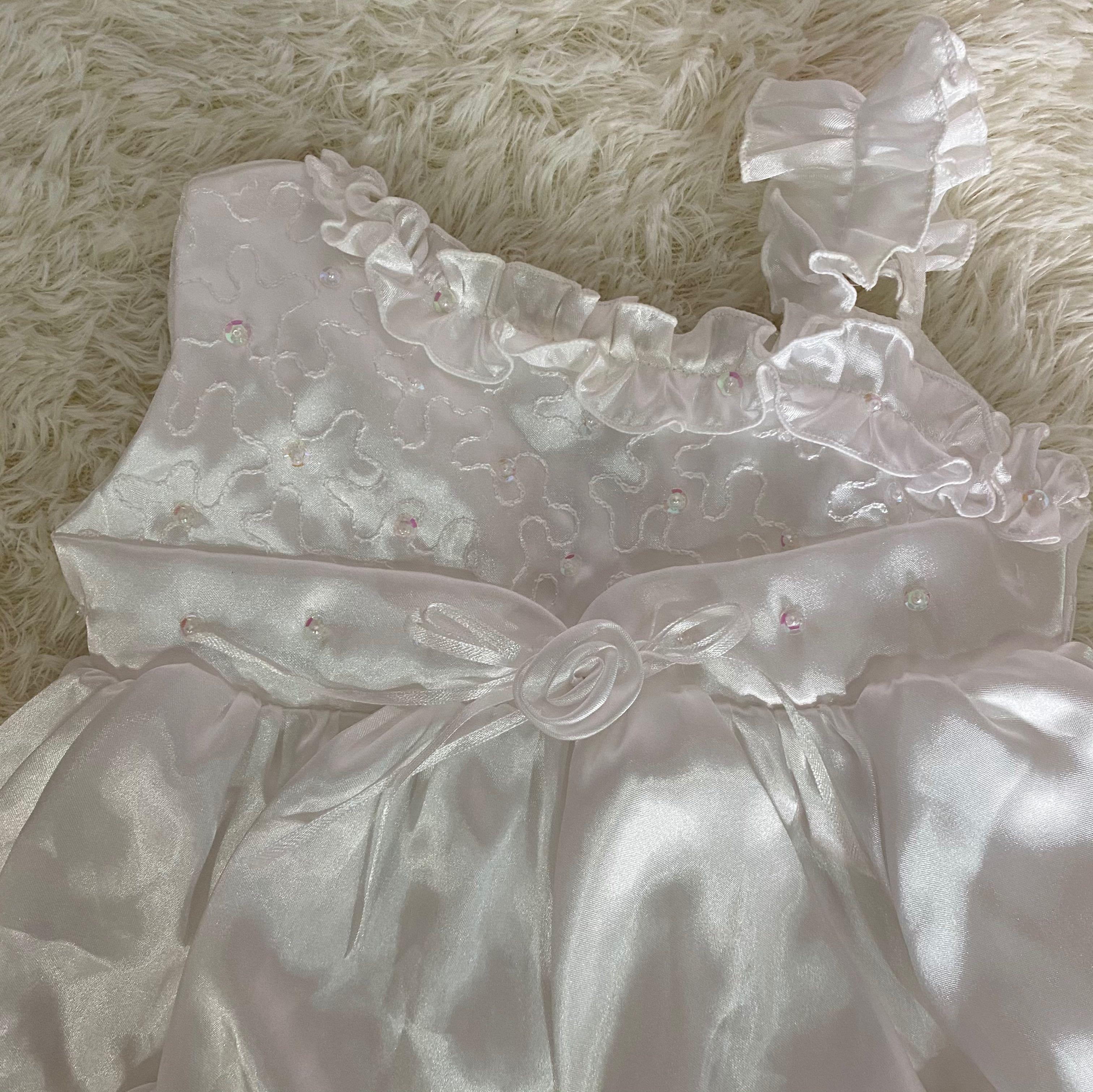SATIN WHITE DRESS FOR BABY GIRL