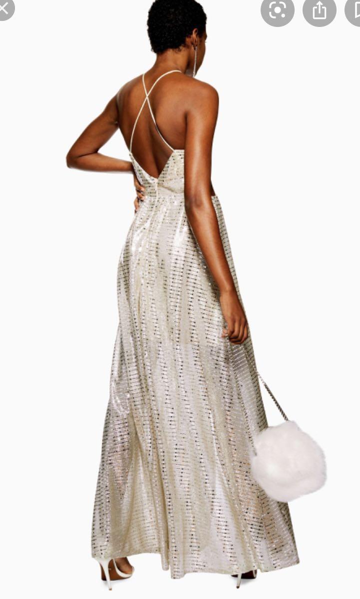 Topshop Glitter Cut out Maxi Dress Women s Fashion Dresses