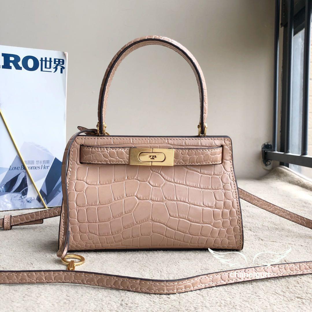 Tory Burch Lee Radziwill Croc Soft Pink Bag Petite, Women's Fashion, Bags &  Wallets, Purses & Pouches on Carousell