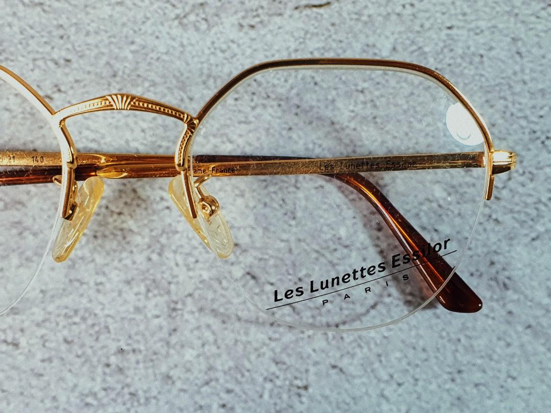 N.O.S Rare Oversize Gold Metal Frame by ESSILOR S Gold Plated 