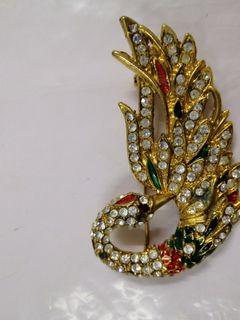 White gold Swan Tudung Pin Antique Broach