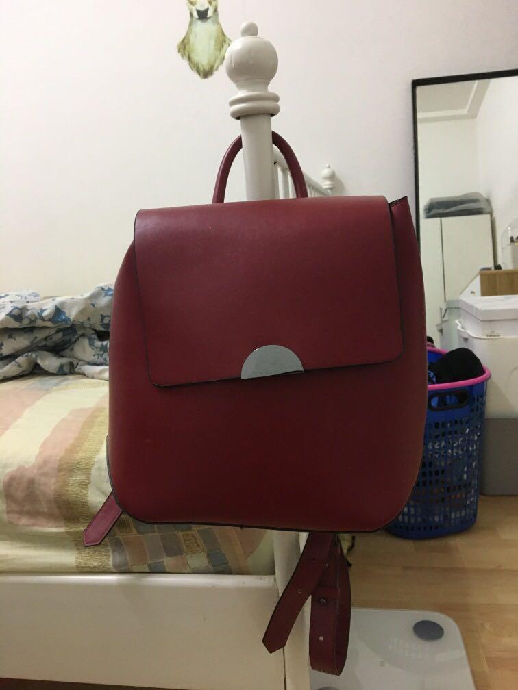 zara red backpack