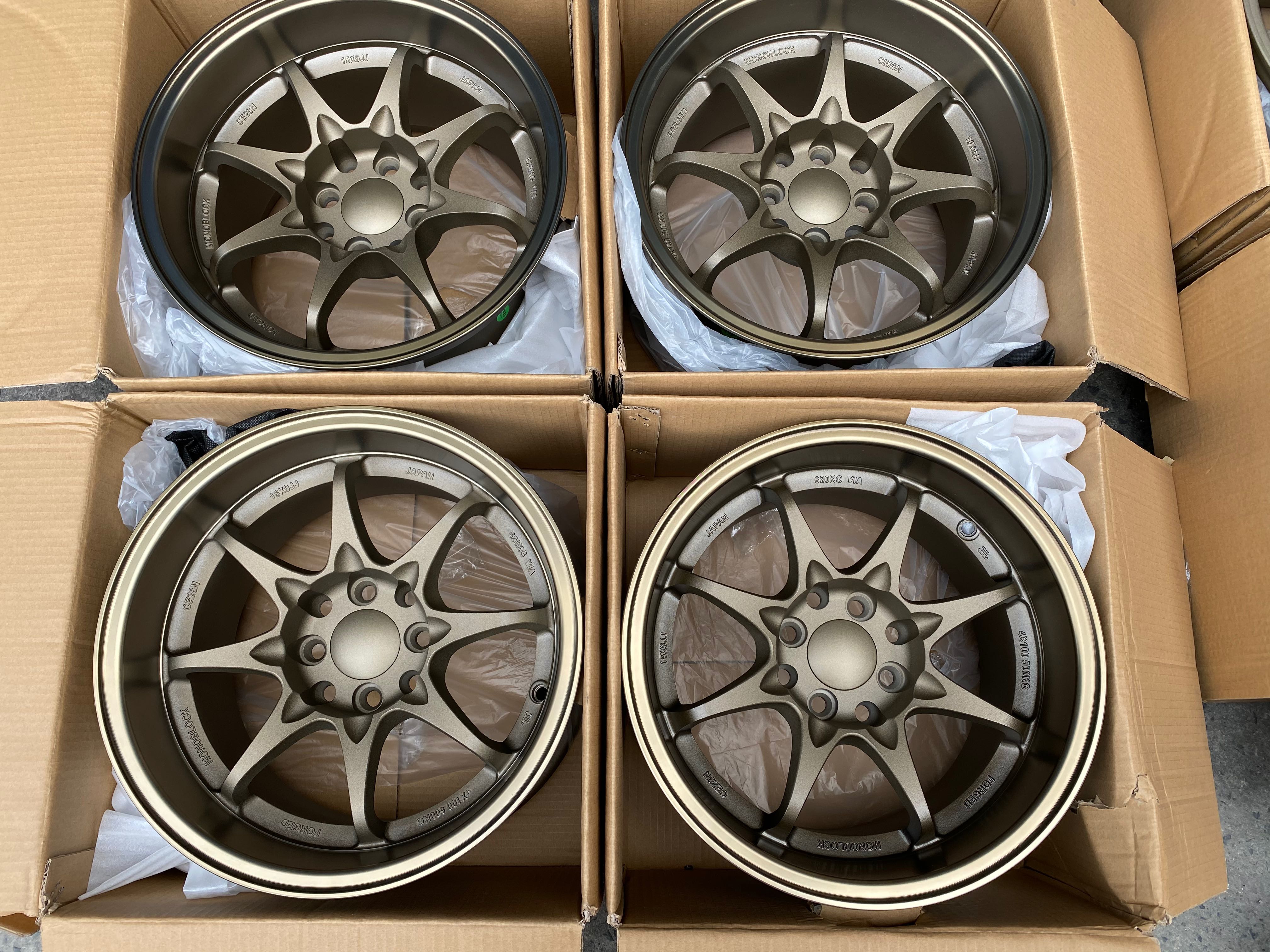 15"x9 wide CE28 code JH6817 mags 4Holes pcd 100114 Bronze lip