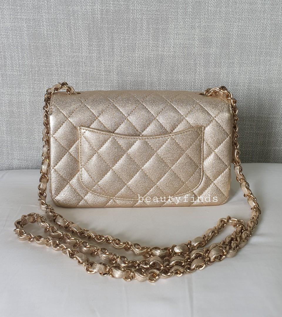 🌞 CHANEL 21P GOLD Mini, Chanel Mini Rectangular, CHANEL MINI FLAP