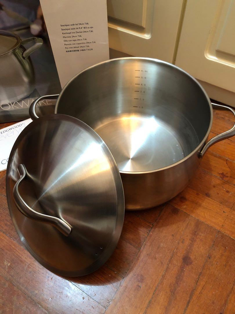 全新) WEDGWOOD Cookware 不銹鋼高身雙耳鍋連蓋24cm 7.6公升, 傢俬