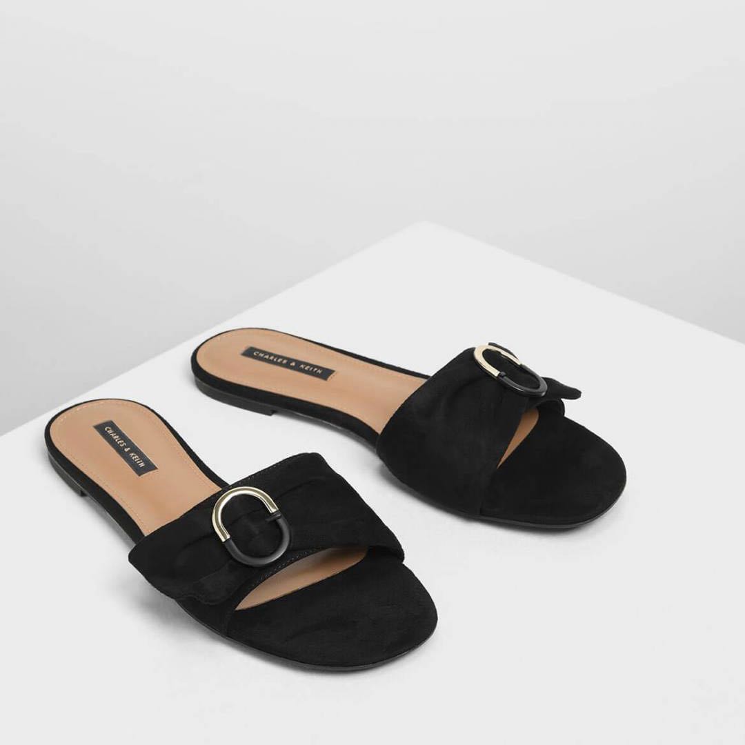All black deals slide sandals