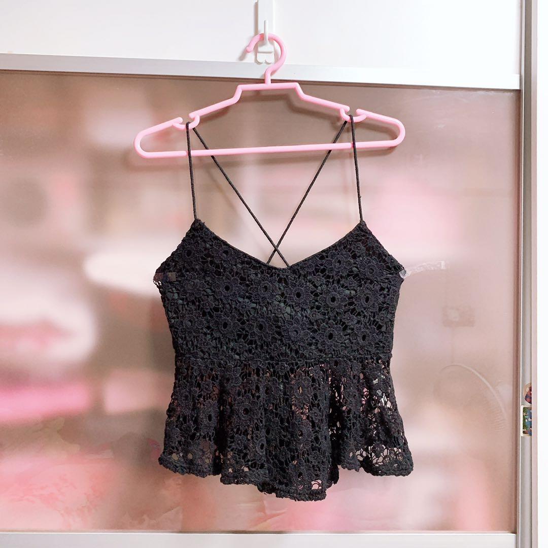 black bralette lace top