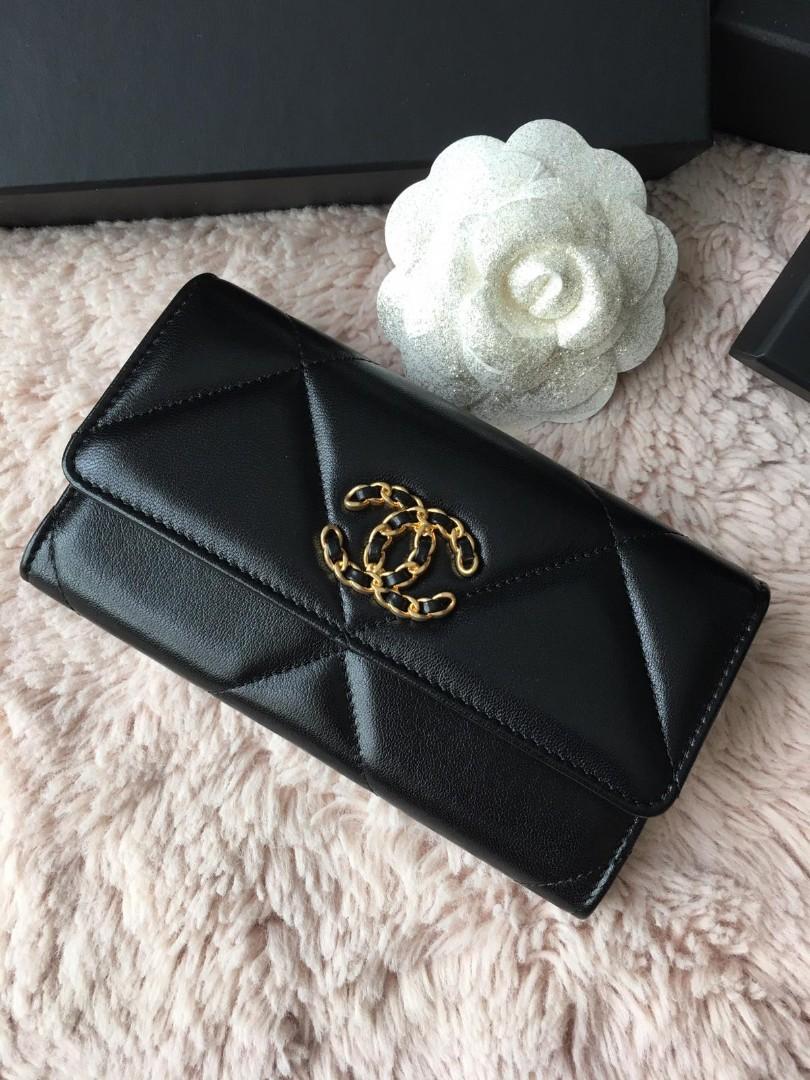 Chanel Black Quilted Leather Chanel 19 Flap Wallet Chanel