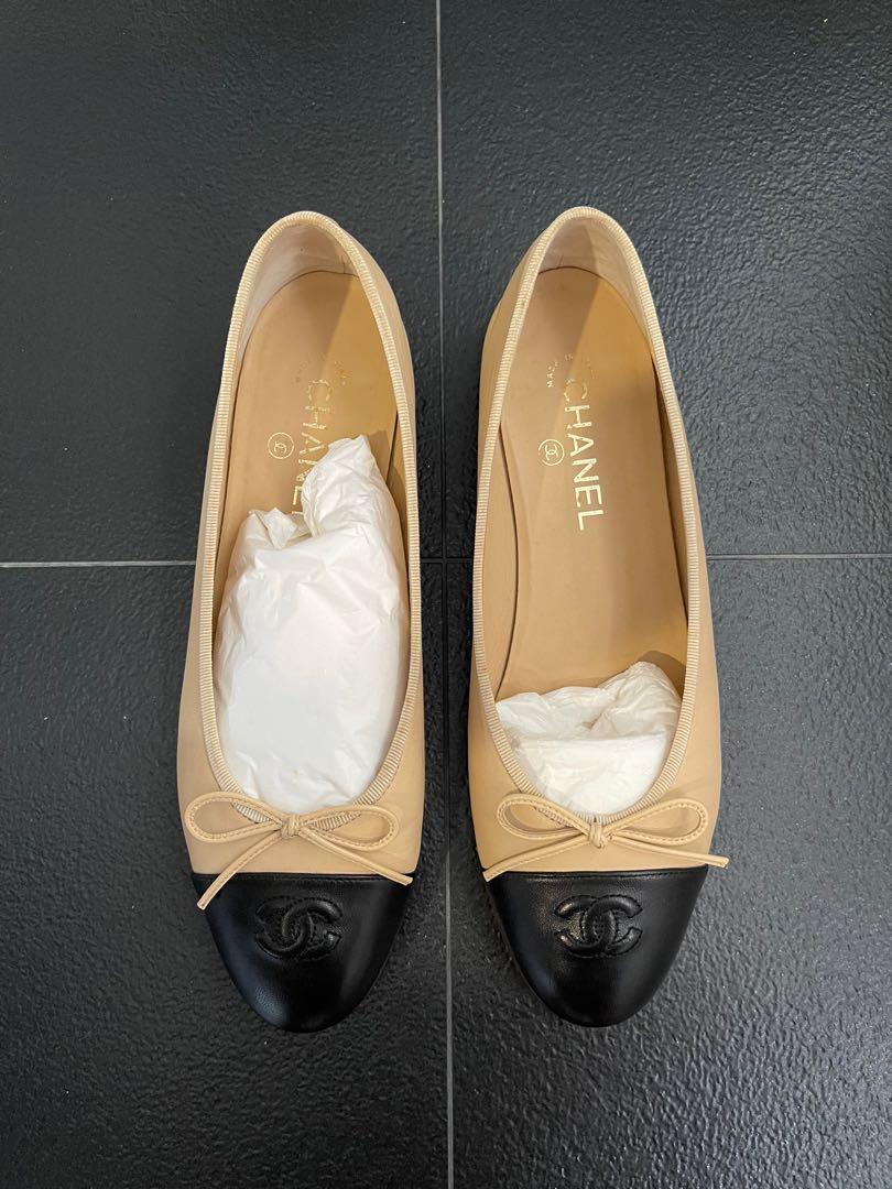Chanel Classic Lambskin Two-Tone Ballet Flat Size  C, Luxury, Sneakers  & Footwear on Carousell