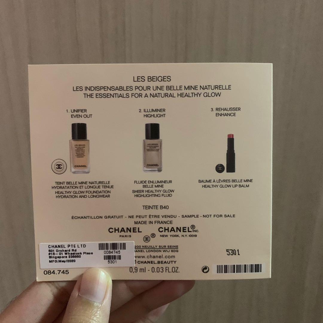 Chanel Les Beiges Healthy Glow Foundation B40 Sachets Sample Card 0.9ml each,  Beauty & Personal Care, Face, Makeup on Carousell