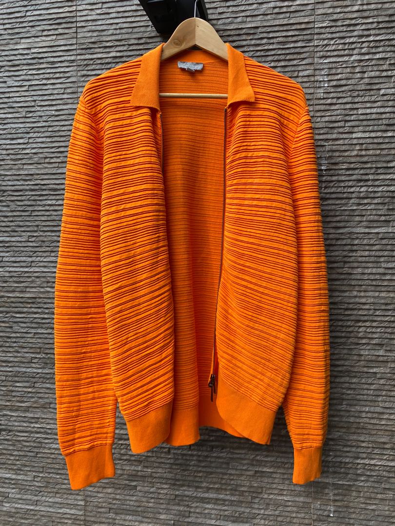 COS Neon Orange Throwover with Horizontal Design, Men's Fashion, Coats