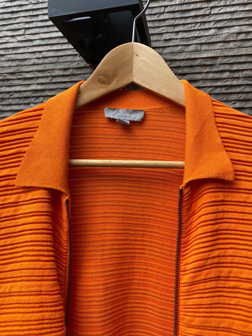 COS Neon Orange Throwover with Horizontal Design, Men's Fashion, Coats