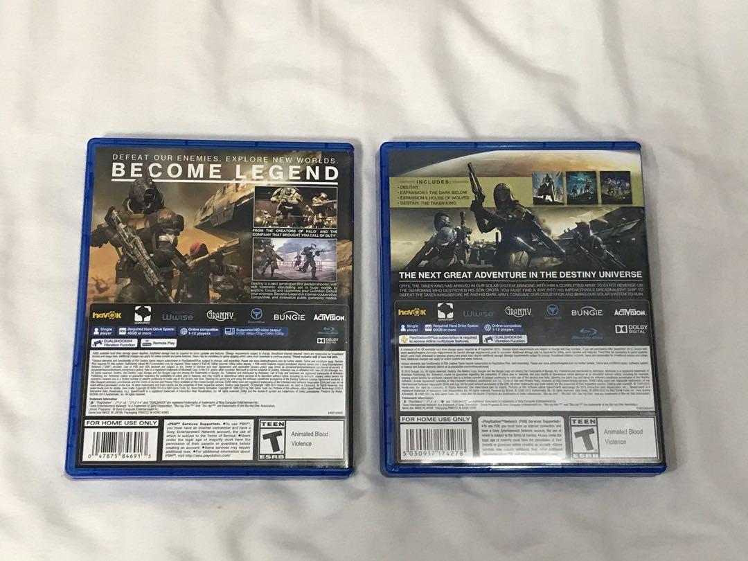 Destiny and (Category: PlayStation) located in Quezon City. Submitted by declutterion (Listing ID 1063897273, Image 2). Description: Destiny and are online-only multiplayer FPS video games developed by Bungie and published by Activision. Destiny was released on September 2014 and Destiny: The Taken King was released on September 2015. Destiny is priced at P450 and Destiny: The Taken King is priced at P550! Take both for P900! Both games are in gr
