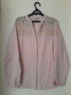 Et Cetera pink peach linen top