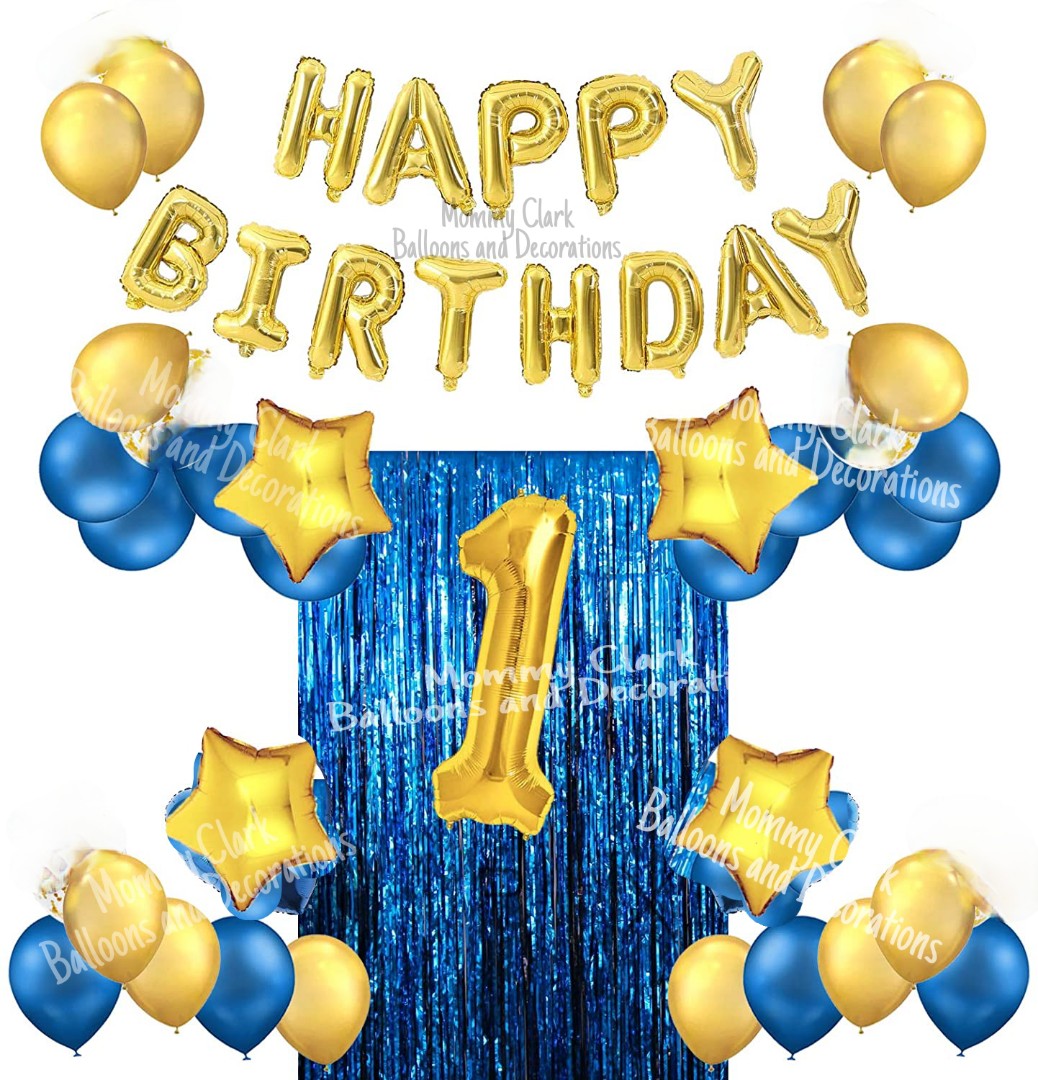 Blue and gold birthday theme Clearance