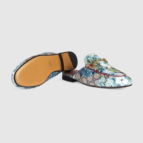 Gucci Princetown Gg Blooms Slippers In Blue In Multicoloured