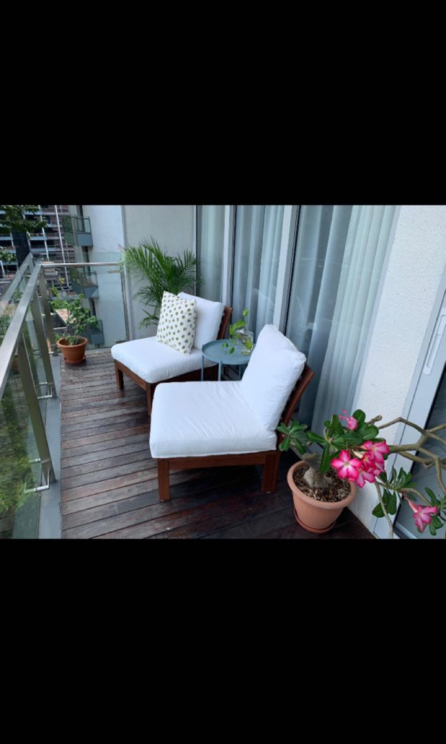IKEA outdoor lounge chairs and cushions, Furniture & Home Living
