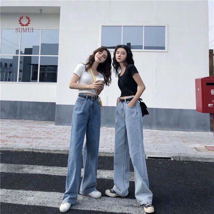 Korean Wide legged jeans, Women's Fashion, Bottoms, Jeans & Leggings on  Carousell