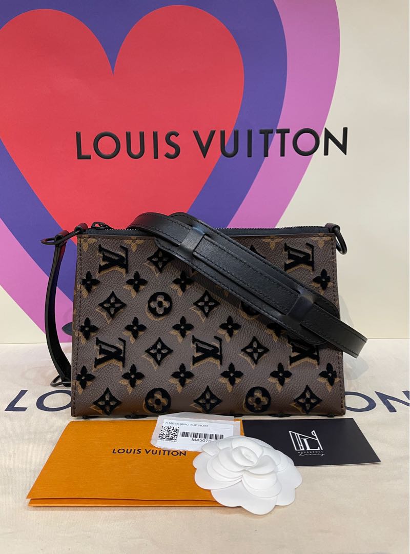 LV Triangle Messager Monogram Bag In Tuffetage Black and Brown
