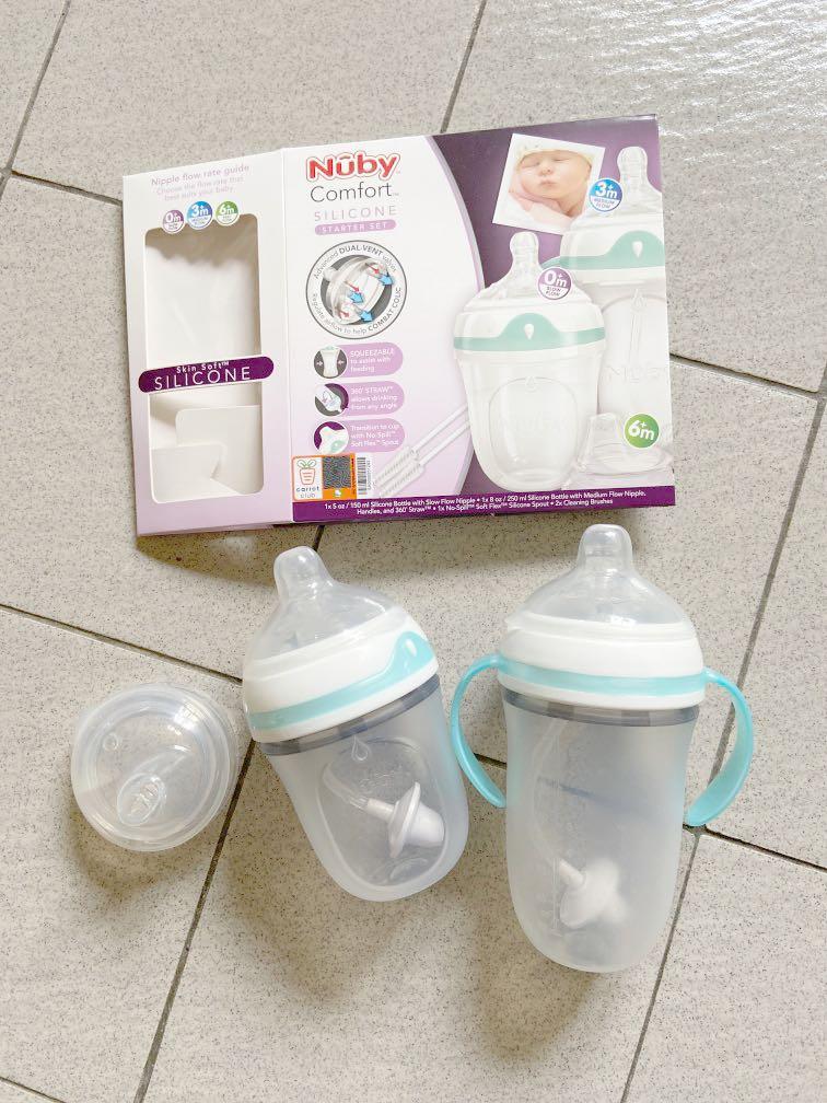 Nuby comfort silicone bottle set Babies Kids Nursing Feeding