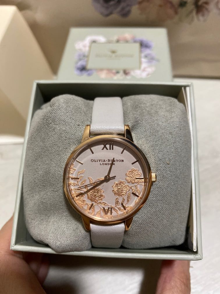 Olivia burton leather watch sales