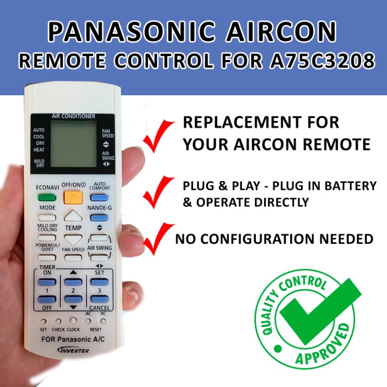 Panasonic Aircon Remote Control with Auto Comfort Function for A75C3208