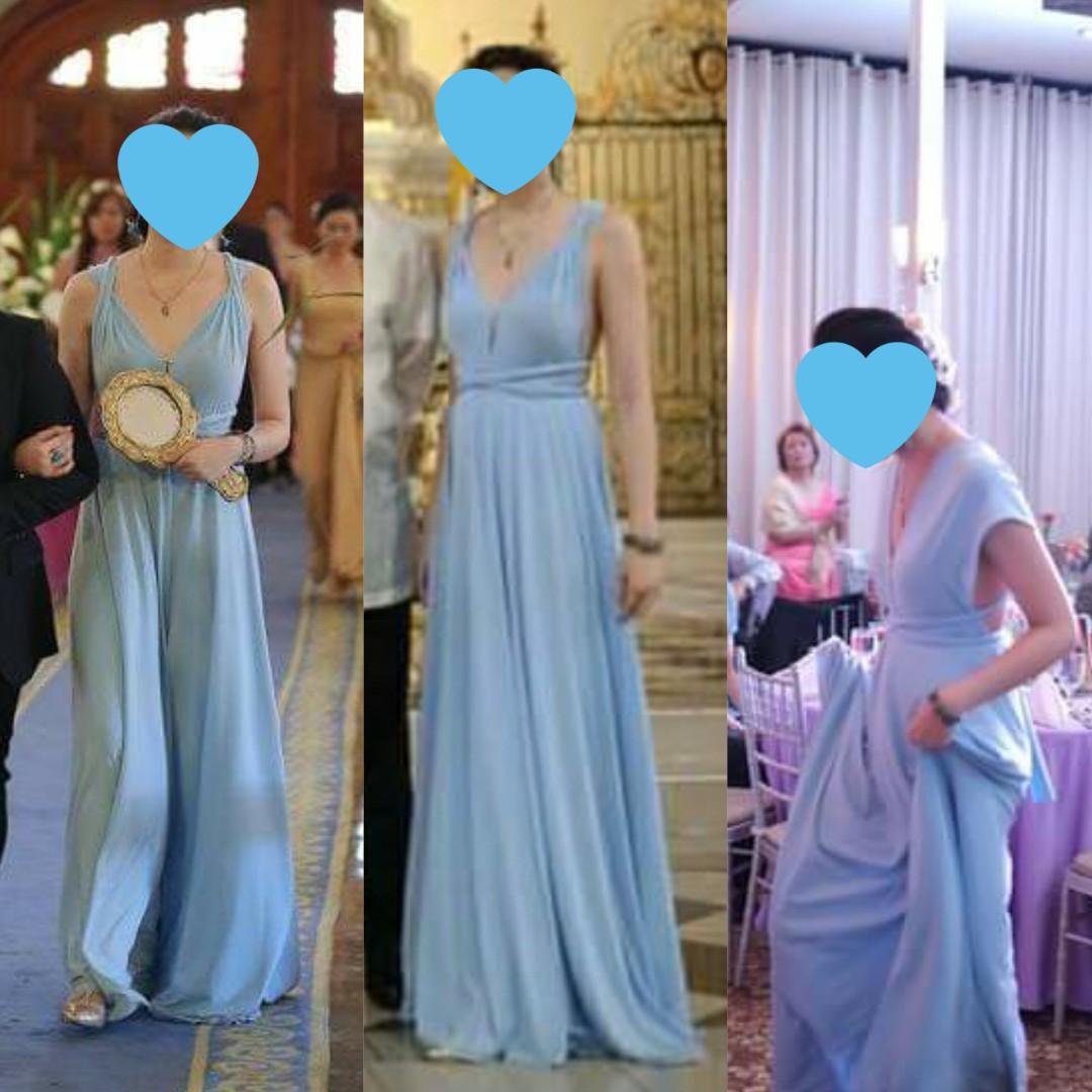 pastel blue long dress