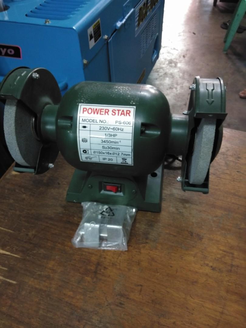 POWER STAR - BENCH GRINDER (Category: Construction Tools & Equipment) located in Manila. Submitted by eedian496 (Listing ID 1063777427, Image 1). Description: -Brand: Power Star -Model: PS-606 -Size 6 -230v-60Hz -1/3HP -3450min^-1 -150x16x12.7mm **WARRANTY TYPE: 3 MONTHS WARRANTY (FREE LABOR ONLY!!). **Please note: Warranty does not cover misuse or mishandle of the unit. CONTACT NO.: 09173988182 LANDLINE: 5-3100630 PHYSICAL STORE: HEBUBULLAO GENE