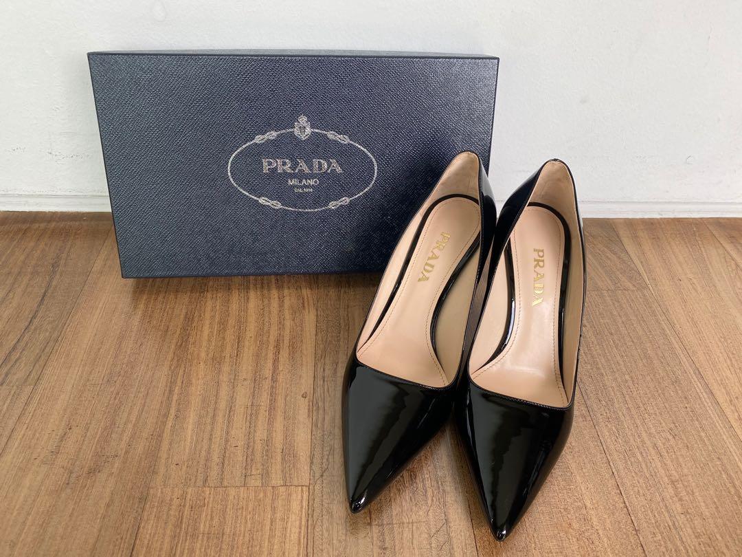 PRADA Saffiano PUMPS Shoes 1I221F Cammeo, Women's Fashion, Footwear, Heels  on Carousell